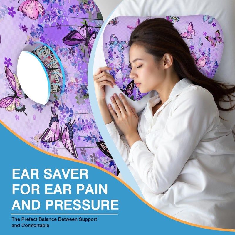 BVOKQUC Ear Piercing Pillow for Side Sleepers Pillows with Holes for Ear Pain,Donut Pillow for Ear Side Sleeping Pillow for Adults CNH Ear Pain Relief Pressure Sores Ear Pillow with Hole in Center - Image 2